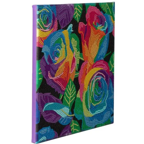 Diamond Painting Bild auf Keilrahmen gespannt, Rainbow Roses, runde Diamanten, ca. 30x30cm, Vollbild