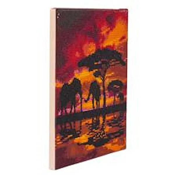 Diamond Painting Bild auf Keilrahmen gespannt, Elephant Silhouette, runde Diamanten, ca. 30x30cm, Vollbild
