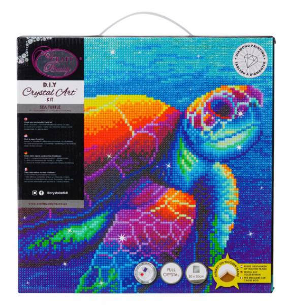 Diamond Painting picture stretched on a wooden stretcher, Sea Turtle, round diamonds, approx. 30x30cm, full picture