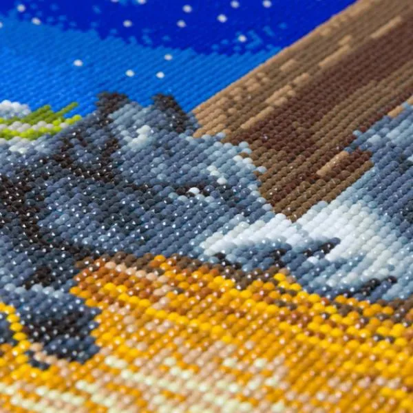 Diamond Painting picture spread on canvas, Little Donkey, round diamonds, approx. 30x30cm, full picture