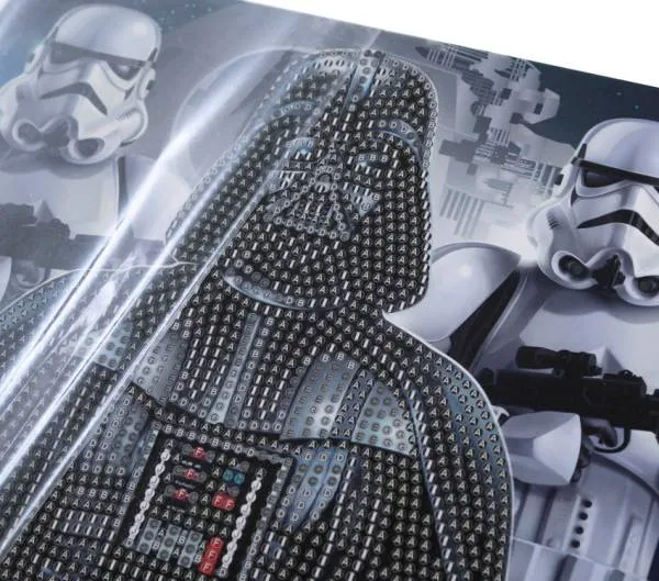Diamond Painting Bild mit Bilderrahmen, Darth Vader and Stormtroopers, 21x25cm, runde Steine, Teilbild