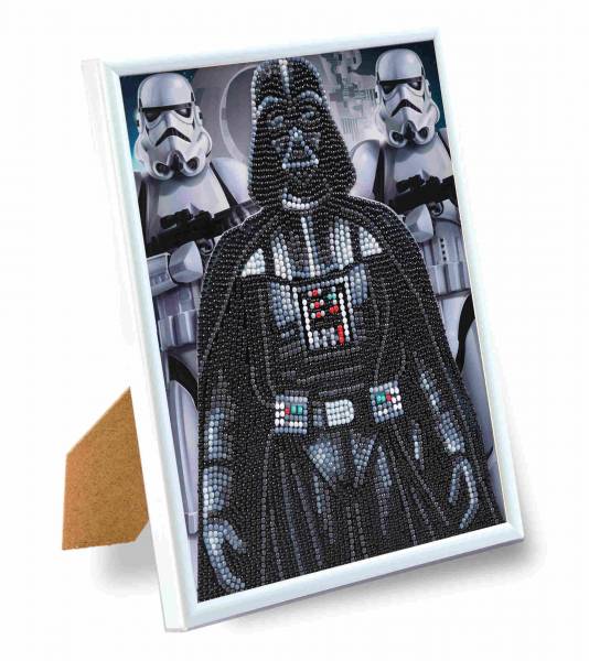 Diamond Painting Bild mit Bilderrahmen, Darth Vader and Stormtroopers, runde Diamanten, ca. 21x25cm, Teilbild
