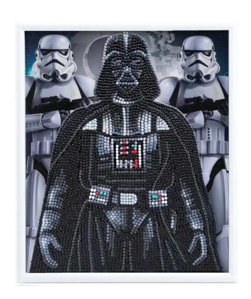 Diamond Painting Bild mit Bilderrahmen, Darth Vader and Stormtroopers, 21x25cm, runde Steine, Teilbild