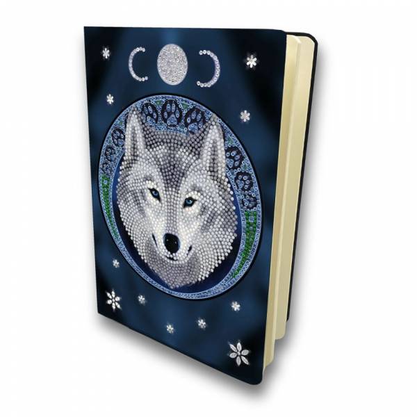 Notebook for painting, Lunar Wolf, by Anne Stokes, approx. 26x18cm, 48 pages, lined, partial image