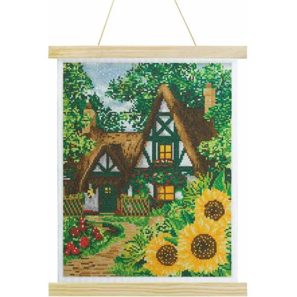 Diamond Painting picture, Woodland Thatch, 35x45cm, 28 colours, round stones, full picture