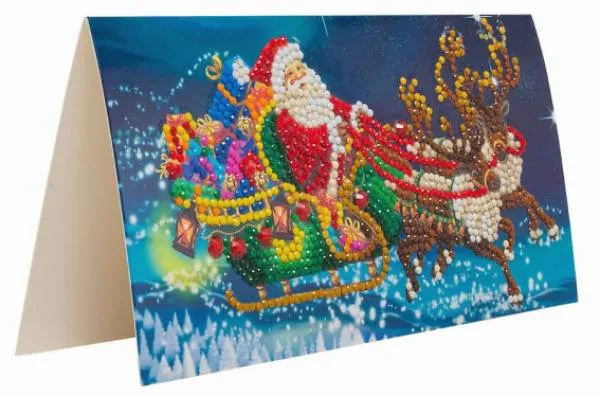 Weihnachtskarte (Craft Buddy) Santa`s Sleigh Painting-Set 11x22cm