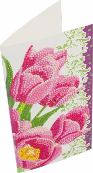 Grußkarte (Craft Buddy) Tulpen Pink Tulips Painting-Set 11x22cm