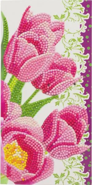 Greeting Card (Craft Buddy) Tulips Pink Tulips Painting Set 11x22cm