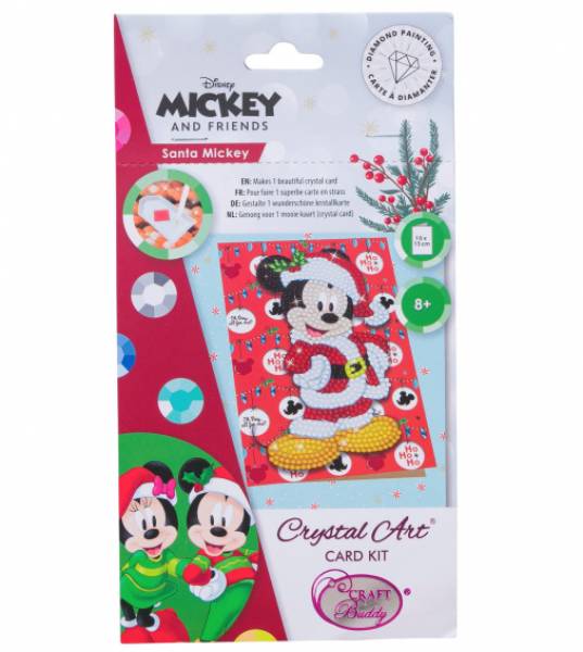 Christmas card (Craft Buddy) "Santa Mickey", Painting set complete with round stones