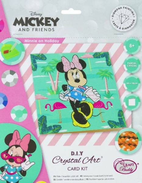 Greeting Card (Craft Buddy) "Minnie on Holiday", Disney, Painting Set 18x18cm