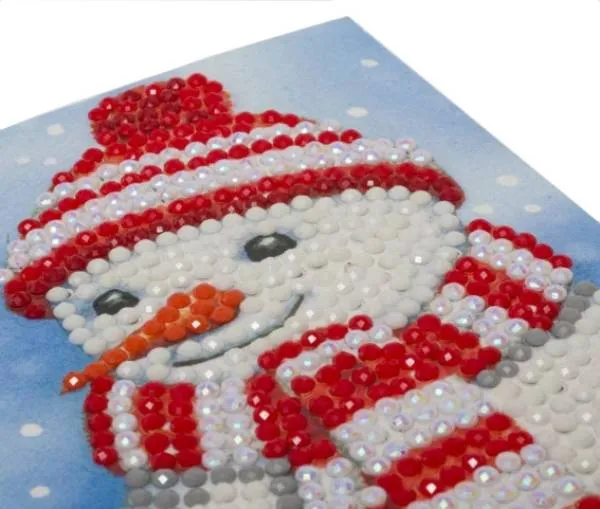 Weihnachtskarte (Craft Buddy) "Cosy Snowman", Schneemann, Painting-Set komplett mit runden Steinen