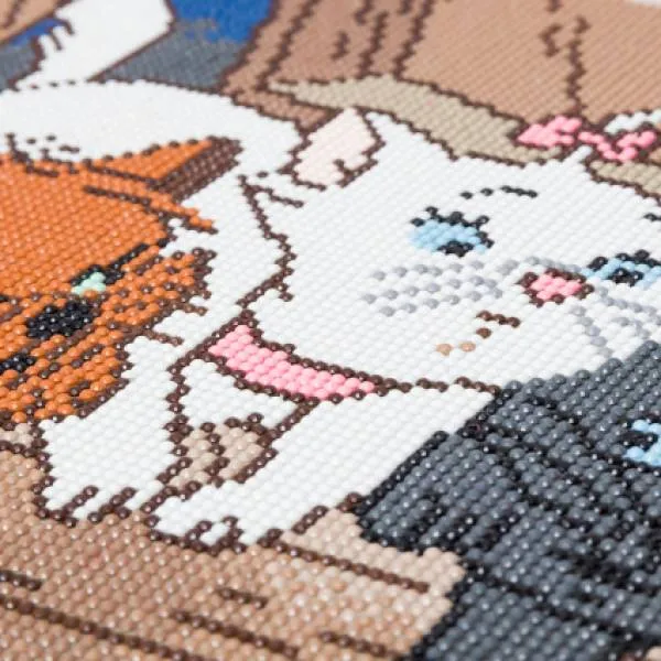 Diamond Painting Bild auf Keilrahmen gespannt, Disney Aristocats, runde Diamanten, 30x30cm, Vollbild