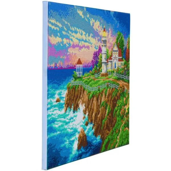 Crystal Art Kit, stretched on a wooden stretcher, Thomas Kinkade, Victorian Light, round stones, approx. 50x40cm, full image