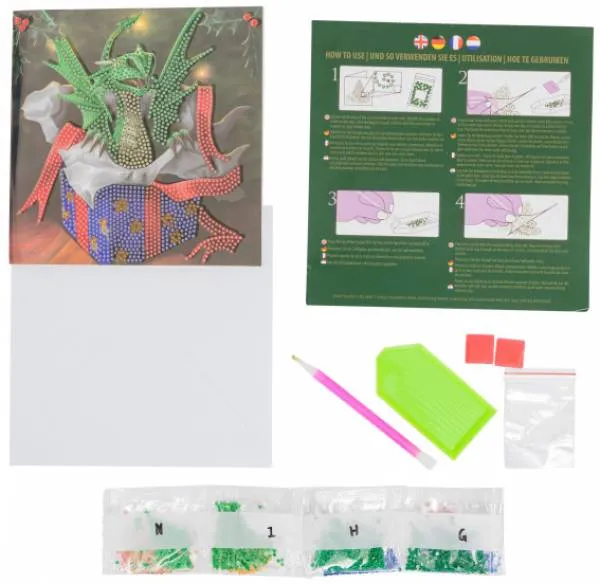 Christmas card (Craft Buddy) "Dragon", Painting set complete with round stones