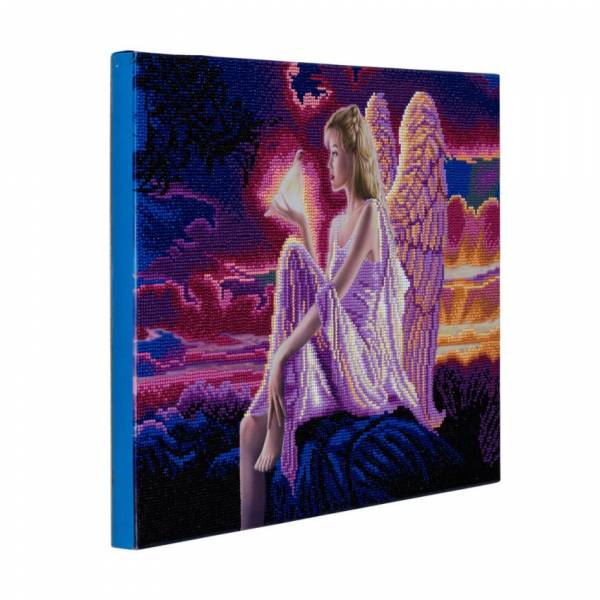 Diamond Painting Bild mit LED Beleuchtung, Angel Dust, runde Diamanten, ca. 50x40cm, Teilbild