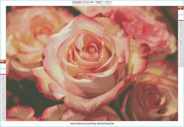 Diamond Painting Bild, Power of Roses, altrosa, 90x60cm, 35 Farben, runde Strass-Steine, Vollbild