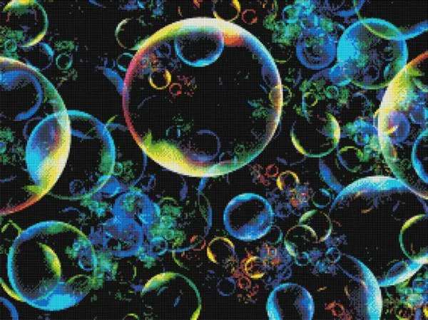 Diamond Painting Bild, Seifenblasen, 80x60cm, 60 Farben, eckige Strass-Steine, Vollbild