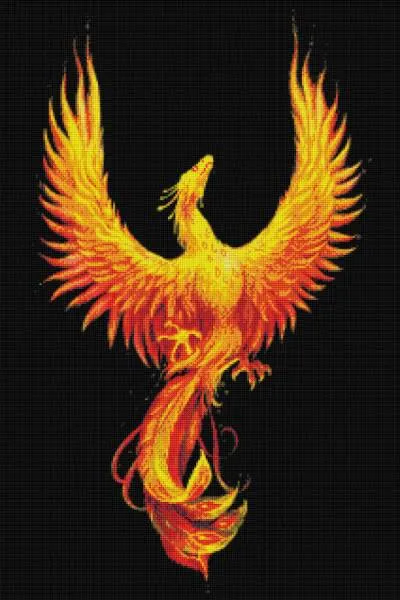 Anne Stokes, Phoenix, 60x90cm, 30 Farben, runde Strass-Steine, Vollbild