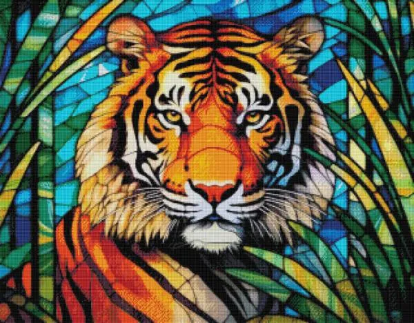 Diamond Painting Bild, Glastiger, 90x70cm, 70 Farben, runde Strass-Steine, Vollbild