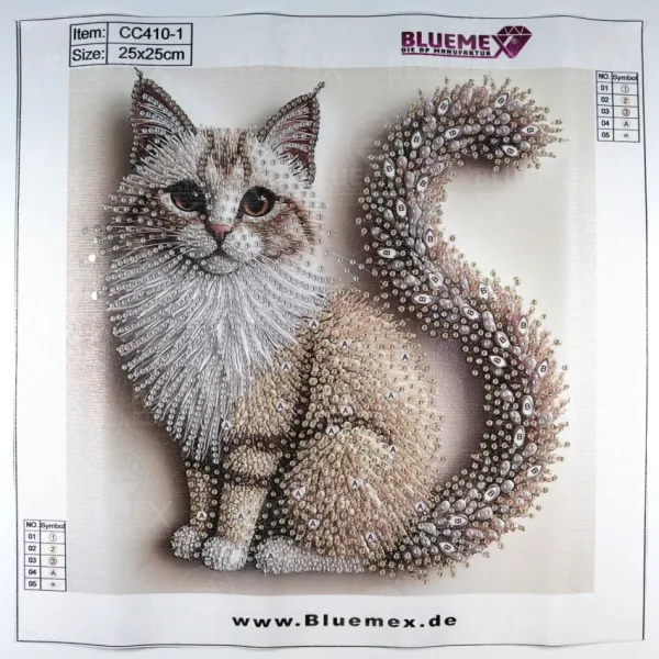 Diamond Painting picture, Fluffy cat, 25x25cm, rhinestone, partial picture, suitable for beginners