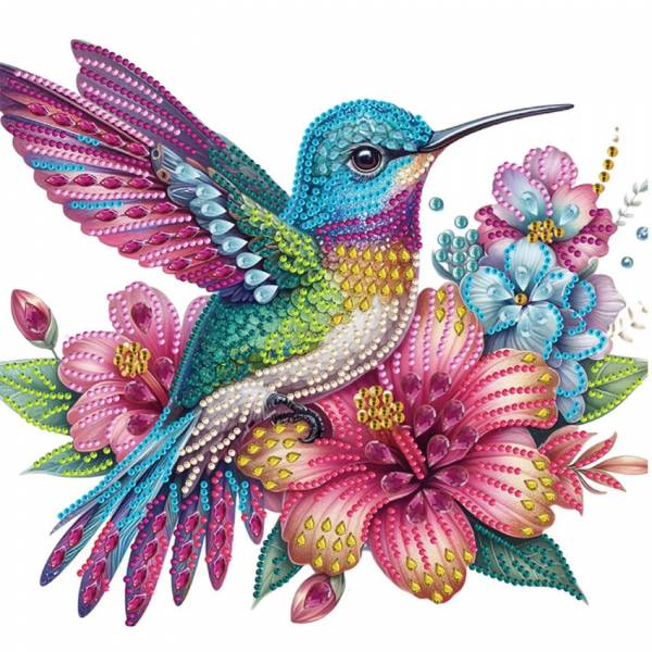 Diamond Painting Bild, Kolibri, Strass-Diamanten, ca. 25x25cm, Teilbild, gut für Anfänger geeignet