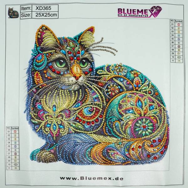 Diamond Painting Bild, Katze, Strass-Diamanten, ca. 25x25cm, Teilbild, gut für Anfänger geeignet