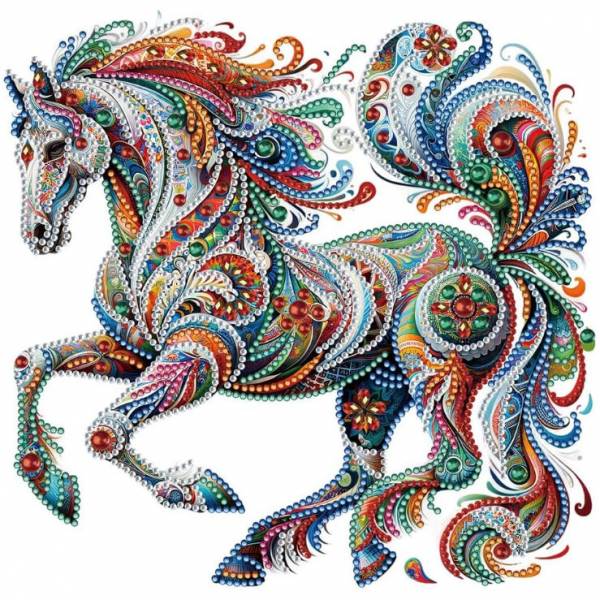 Diamond Painting Bild, Pferd, Strass-Diamanten, ca. 25x25cm, Teilbild, gut für Anfänger geeignet