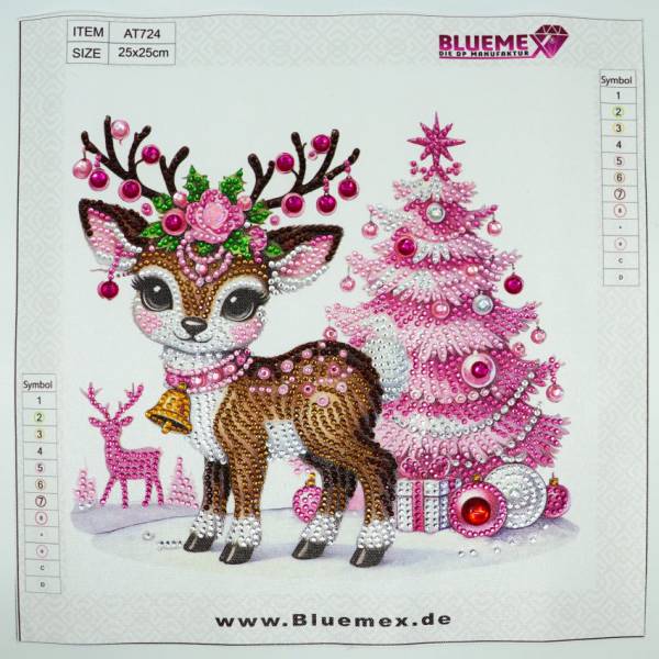 Diamond Painting Bild, Rentier, Strass-Diamanten, ca. 25x25cm, Teilbild, gut für Anfänger geeignet