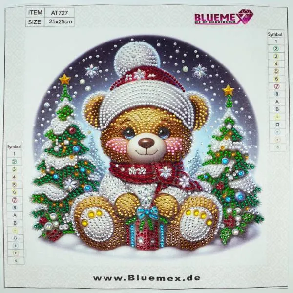 Diamond Painting Bild, Teddy, 25x25cm, Strass-Steine, Teilbild, gut für Anfänger geeignet