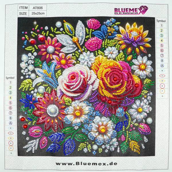 Diamond Painting Bild, Blumen, Strass-Diamanten, ca. 25x25cm, Teilbild, gut für Anfänger geeignet