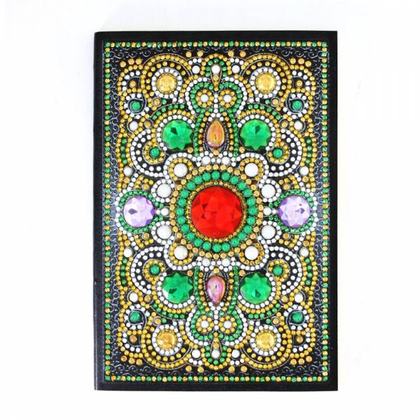 Notebook for painting, abstract pattern, rhinestones, approx. 14x20cm, lined 