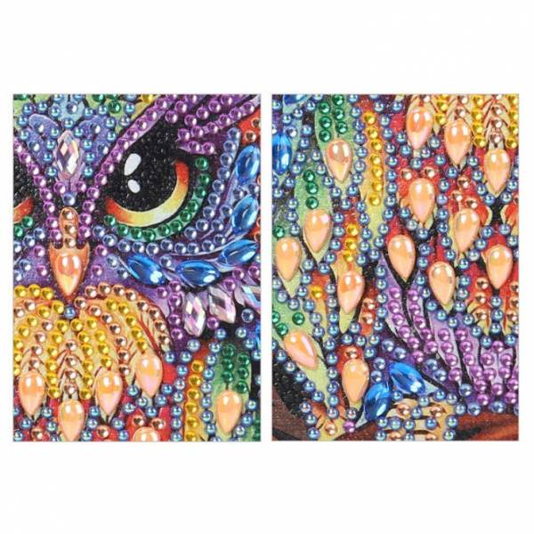 Notizbuch zum Painten, Eule, bunt, Strass, ca. 14x20cm, blanko