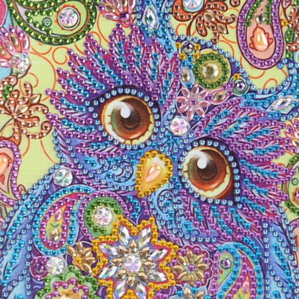 Notizbuch zum Painten, Eule, bunt, Strass, ca. 14x20cm, blanko