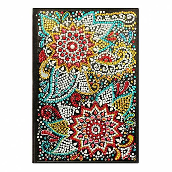 Notizbuch zum Painten, abstrakte Blumen, Strass, ca. 14x20cm, liniert