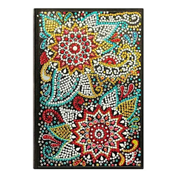 Notizbuch zum Painten, abstrakte Blumen, Strass, ca. 14x20cm, liniert