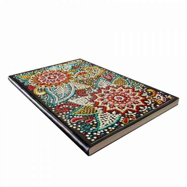 Notizbuch zum Painten, abstrakte Blumen, Strass, ca. 14x20cm, liniert