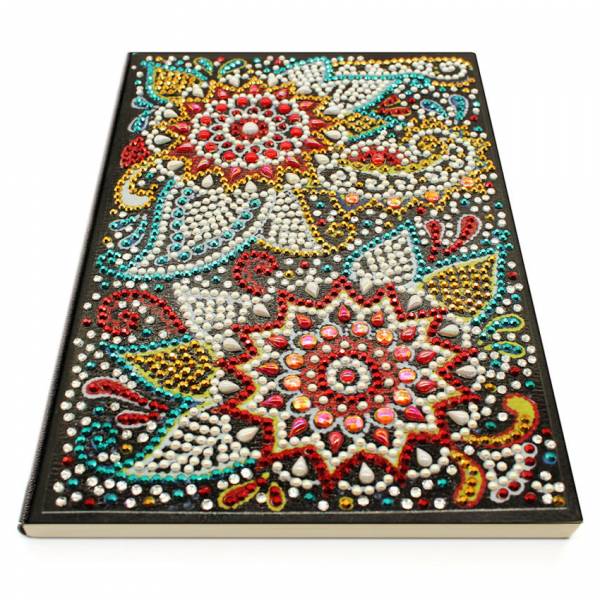Notizbuch zum Painten, abstrakte Blumen, Strass, ca. 14x20cm, liniert