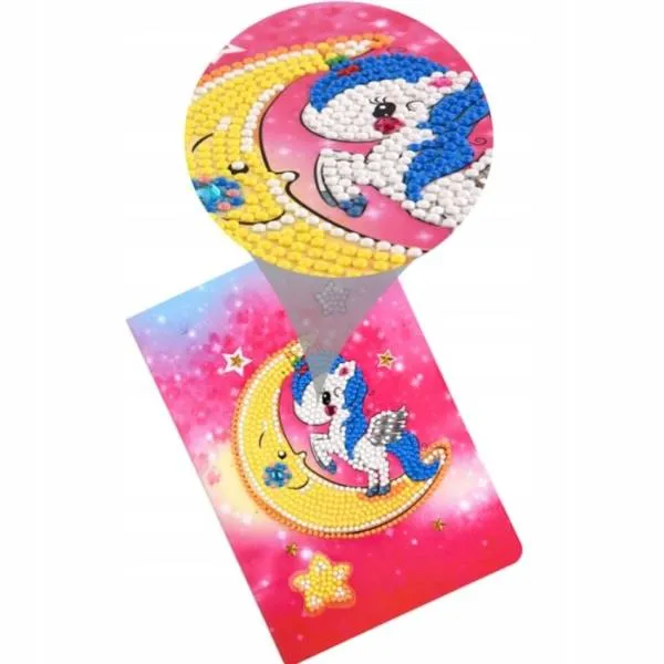 Set of 4 notebook for painting, unicorns, round & special stones, approx. 20.5x14cm, lined