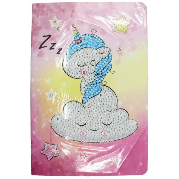 Set of 4 notebook for painting, unicorns, round & special stones, approx. 20.5x14cm, lined