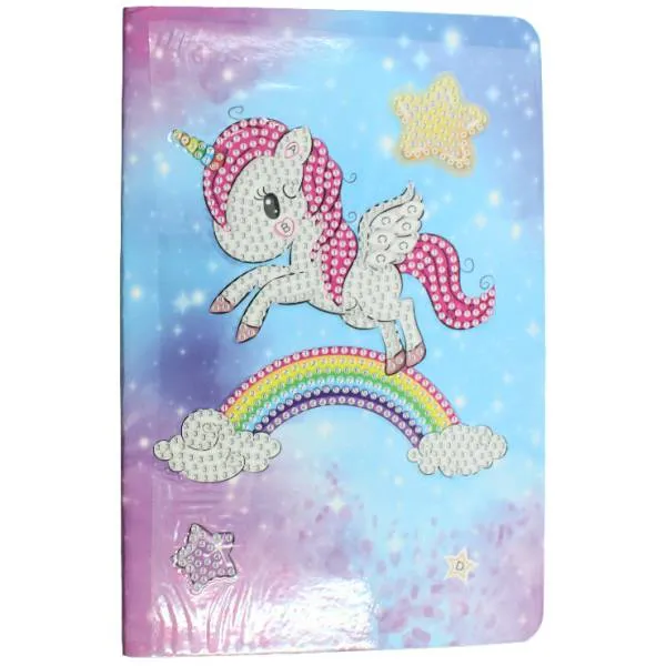 Set of 4 notebook for painting, unicorns, round & special stones, approx. 20.5x14cm, lined