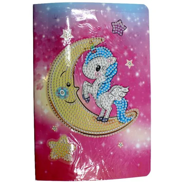 Set of 4 notebook for painting, unicorns, round & special stones, approx. 20.5x14cm, lined