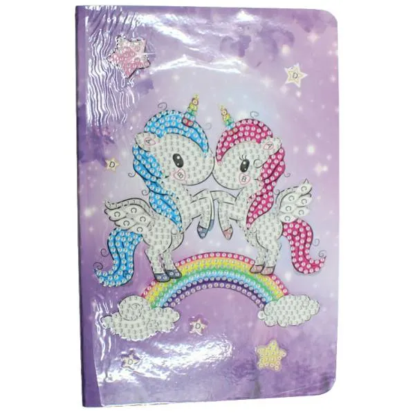 Set of 4 notebook for painting, unicorns, round & special stones, approx. 20.5x14cm, lined