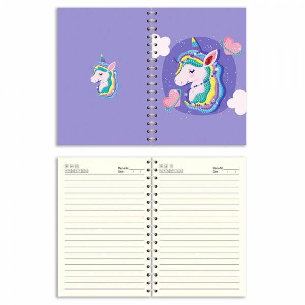 Ringbuch-Block zum Painten, Einhorn mit Herz, rund & Sondersteine, ca. 14x21cm, liniert