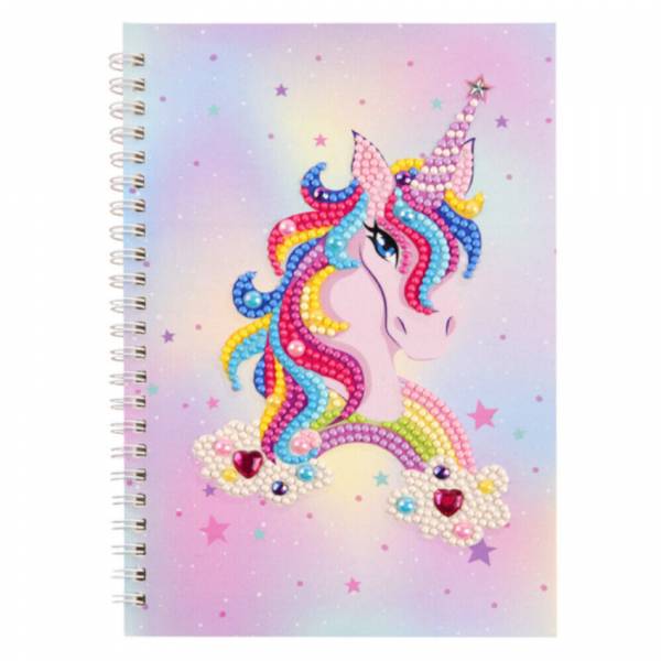 Ringbuch-Block zum Painten, Einhorn mit Regenbogen, rund & Sondersteine, ca. 14x21cm, liniert