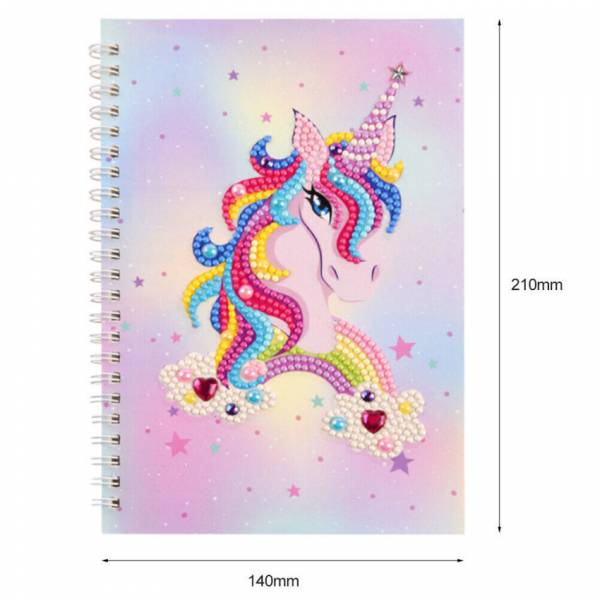 Ringbuch-Block zum Painten, Einhorn mit Regenbogen, rund & Sondersteine, ca. 14x21cm, liniert