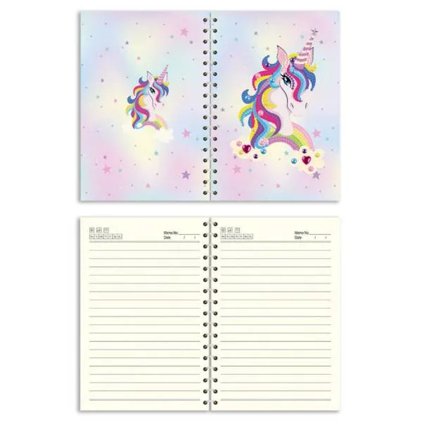 GRATIS Ringbuch-Block zum Painten, Einhorn mit Regenbogen, rund & Sondersteine, ca. 14x21cm, liniert