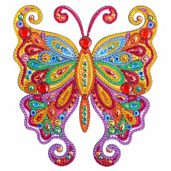 Aufkleber groß, Motiv Schmetterling, ca. 19,5x17cm, Painting-Set komplett mit runden Steinchen