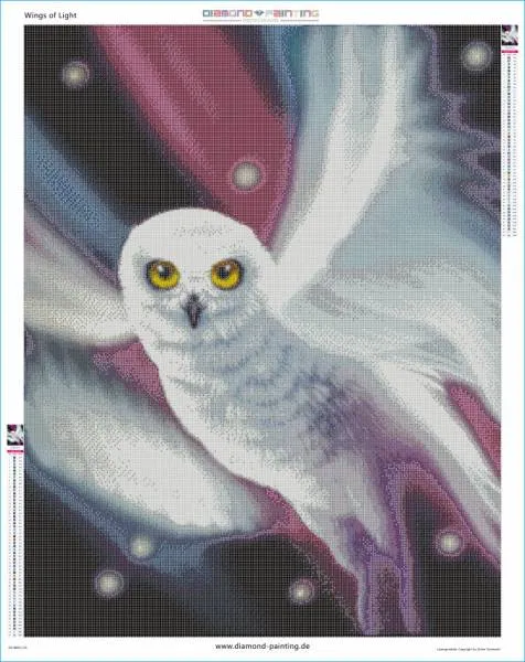 Schim Schimmel, Wings of Light, 70x90cm, 55 Farben, runde Steine, Vollbild