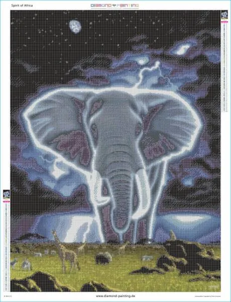 Schim Schimmel, Spirit of Africa, Nachtleuchtend, 75x100cm, 65 Farben, runde Steine, Vollbild