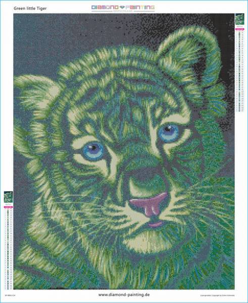 Schim Schimmel, Green little Tiger, round stones, approx. 60x75cm, 45 colours, full picture